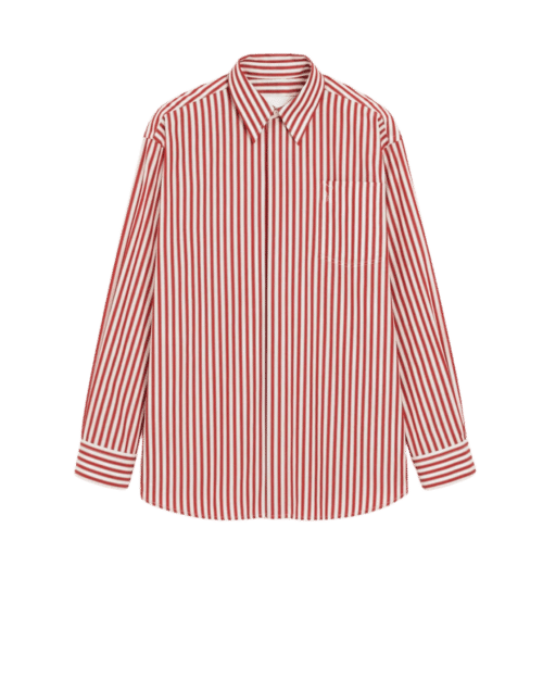 Chemise Coton Rayée Rouge Cœur Embossé