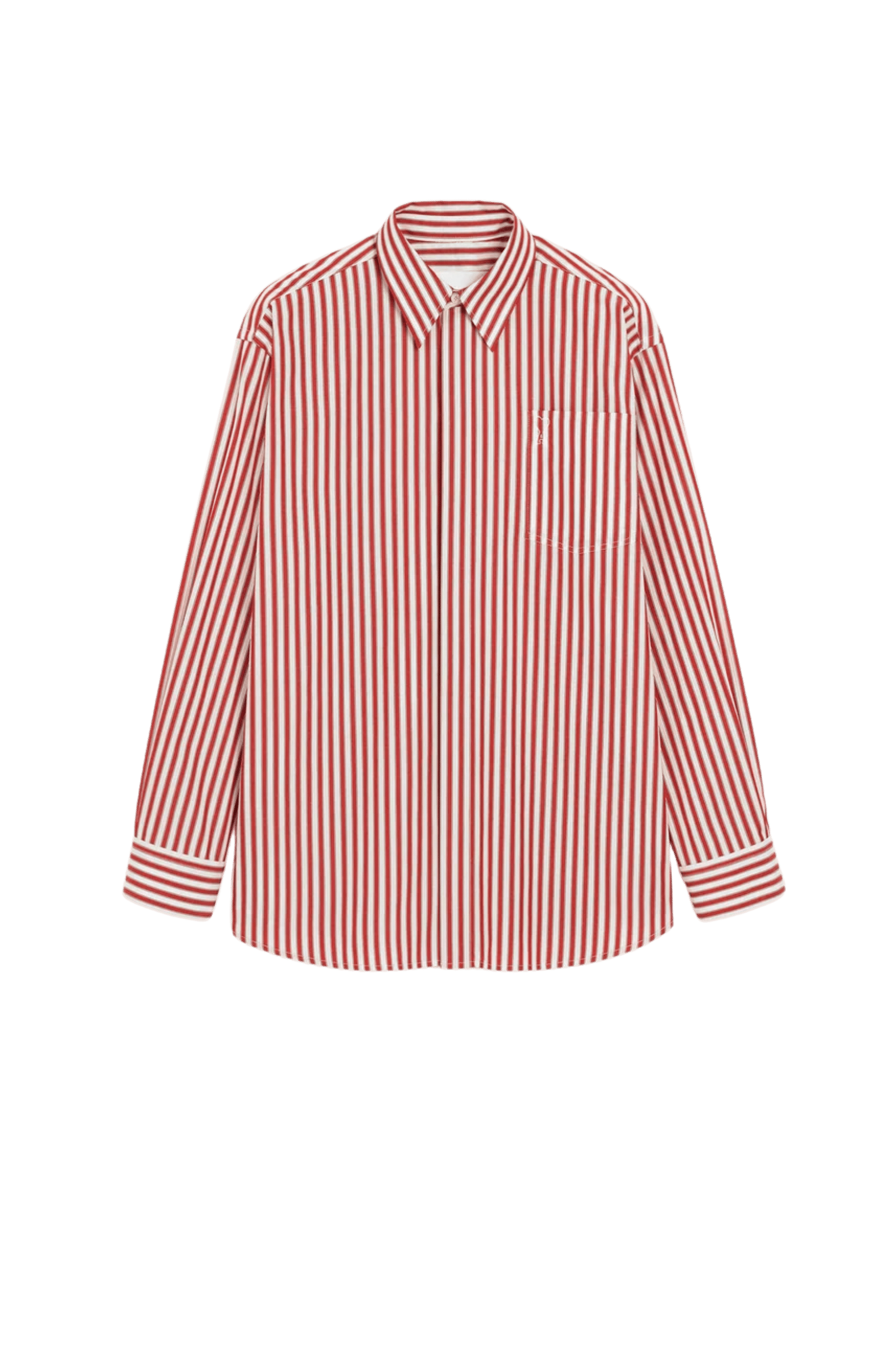 Chemise Coton Rayée Rouge Cœur Embossé