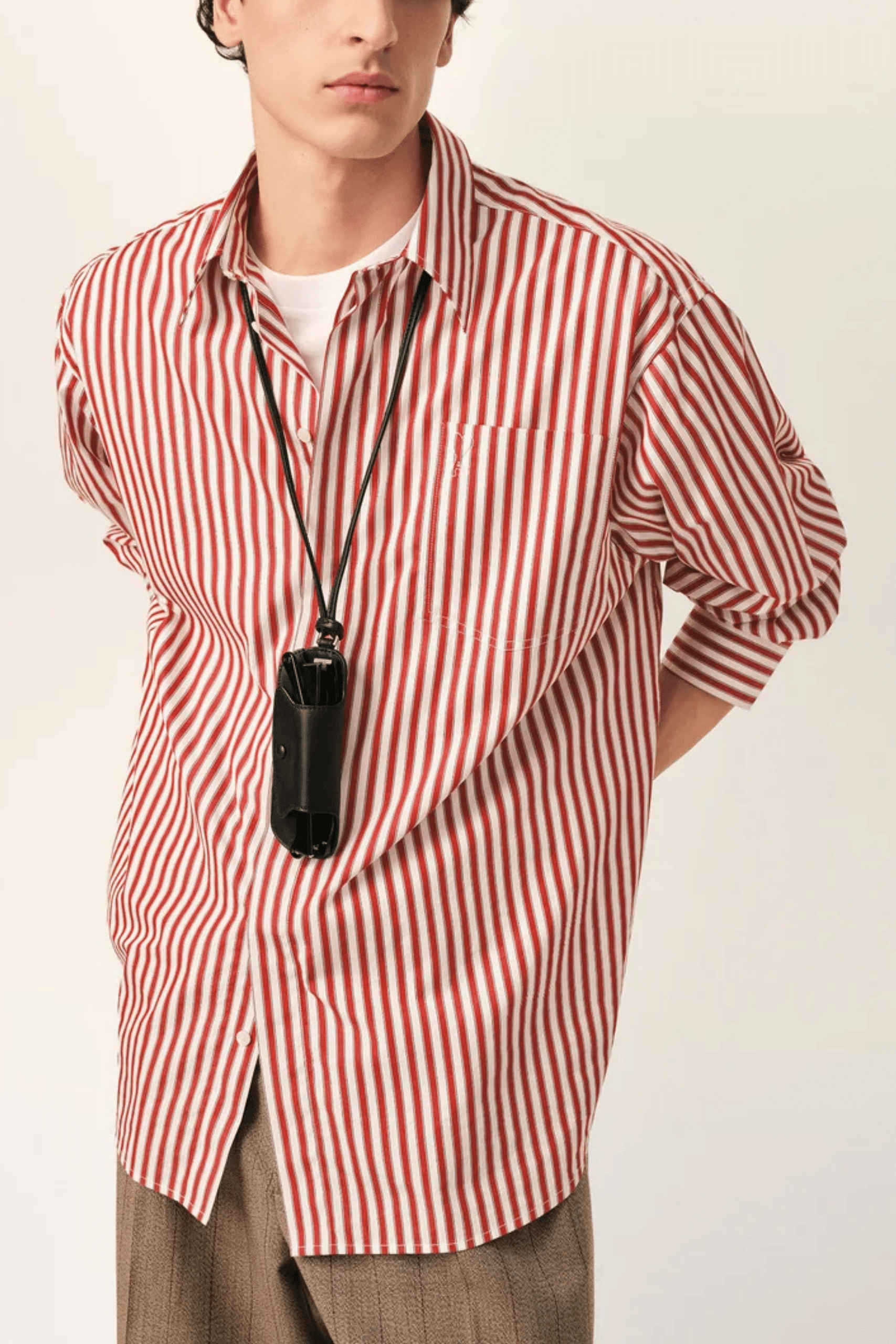 Chemise Coton Rayée Rouge Cœur Embossé