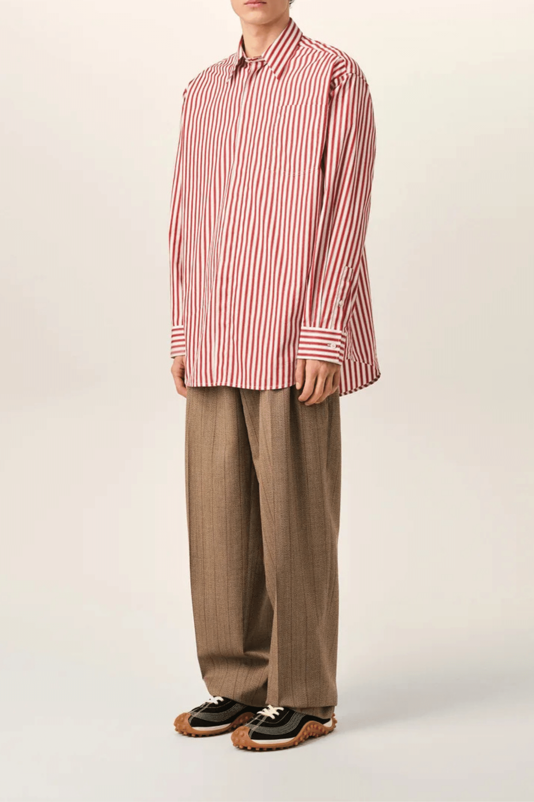 Chemise Coton Rayée Rouge Cœur Embossé