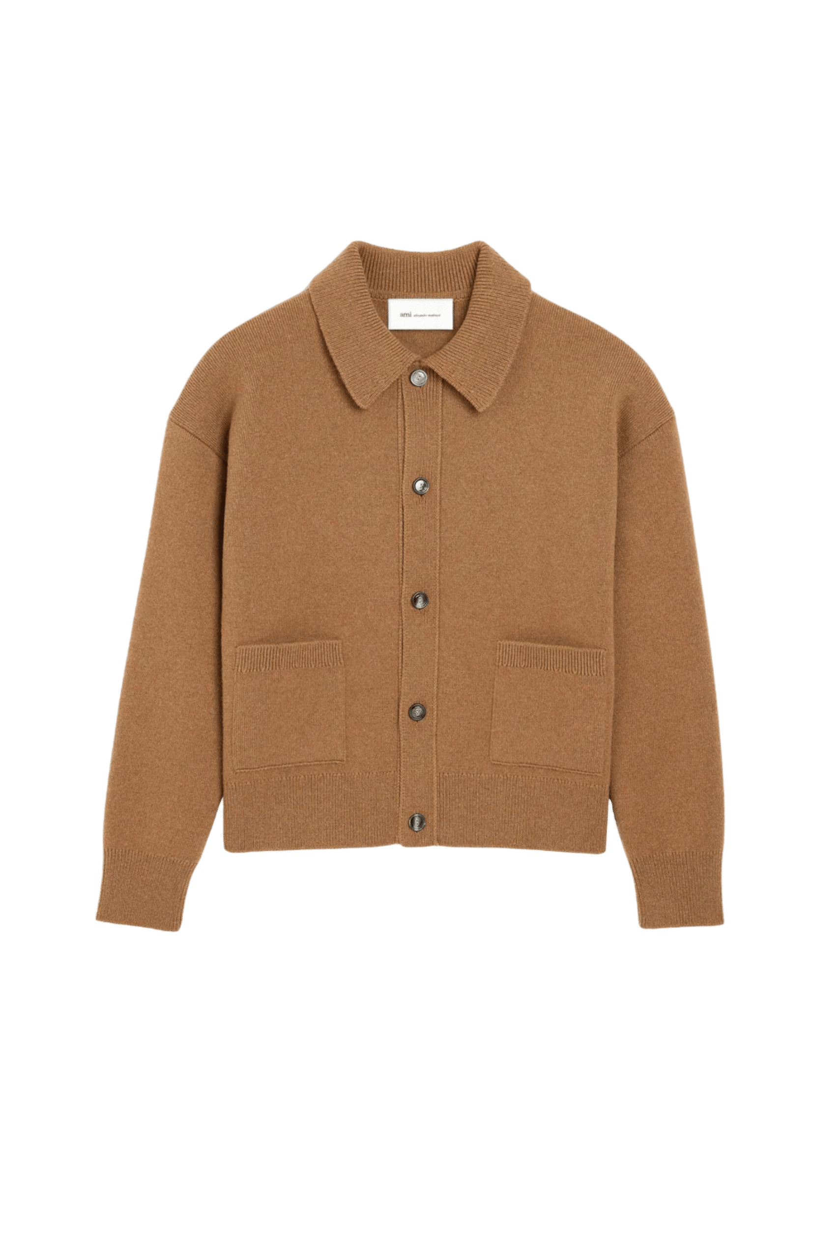 Cardigan Col Chemise Laine Camel