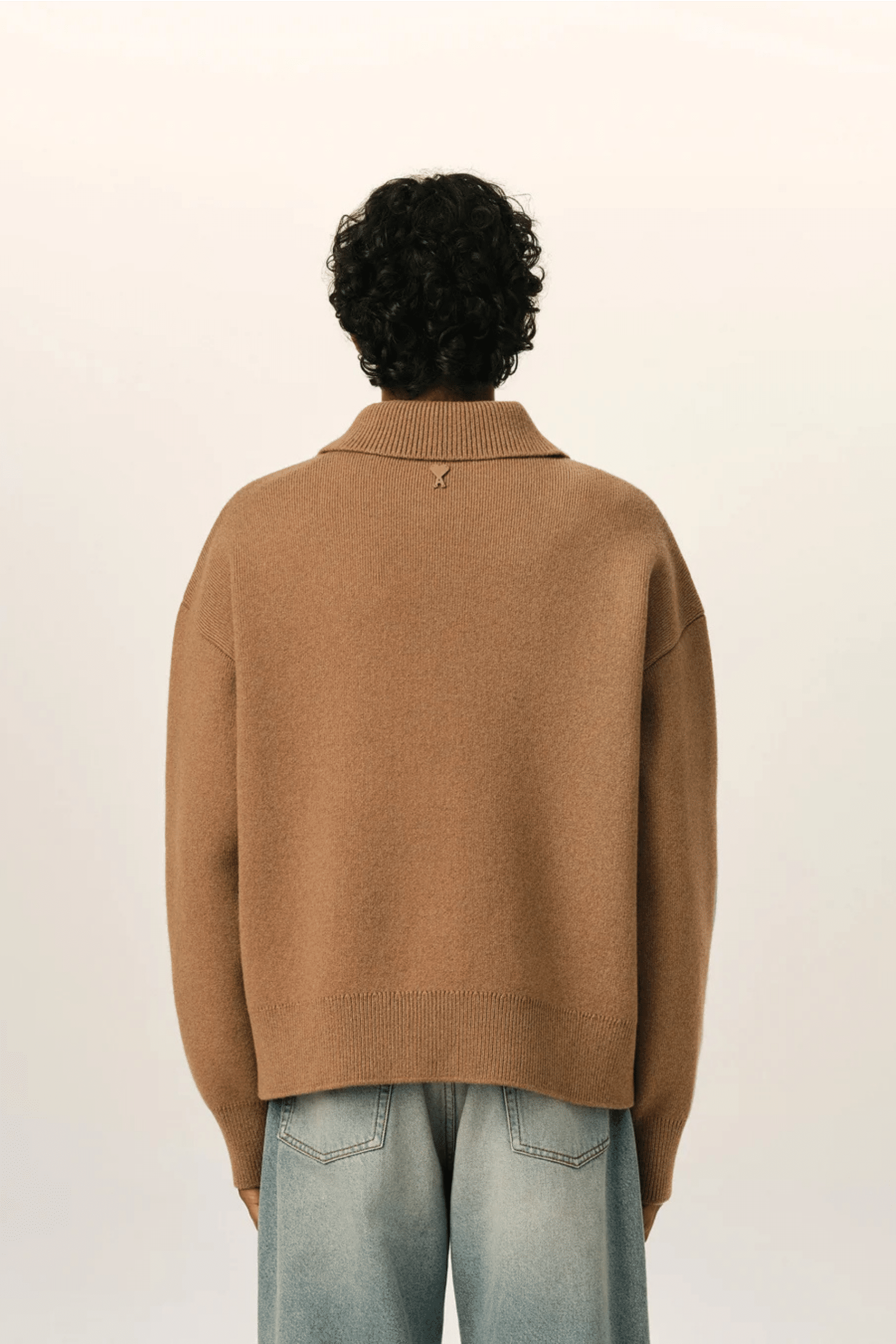Cardigan Col Chemise Laine Camel