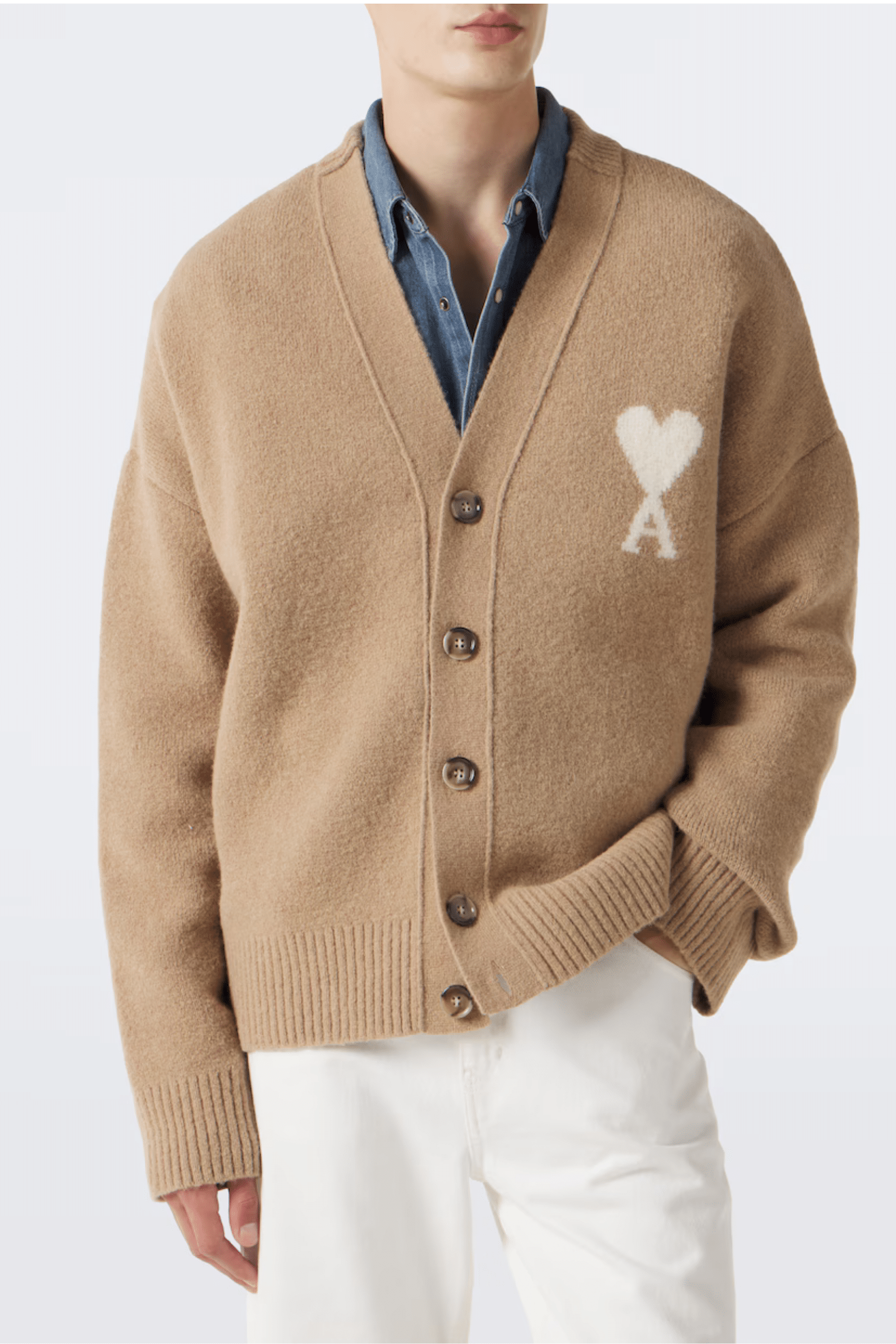 Cardigan Alpaga Beige Cœur Écru