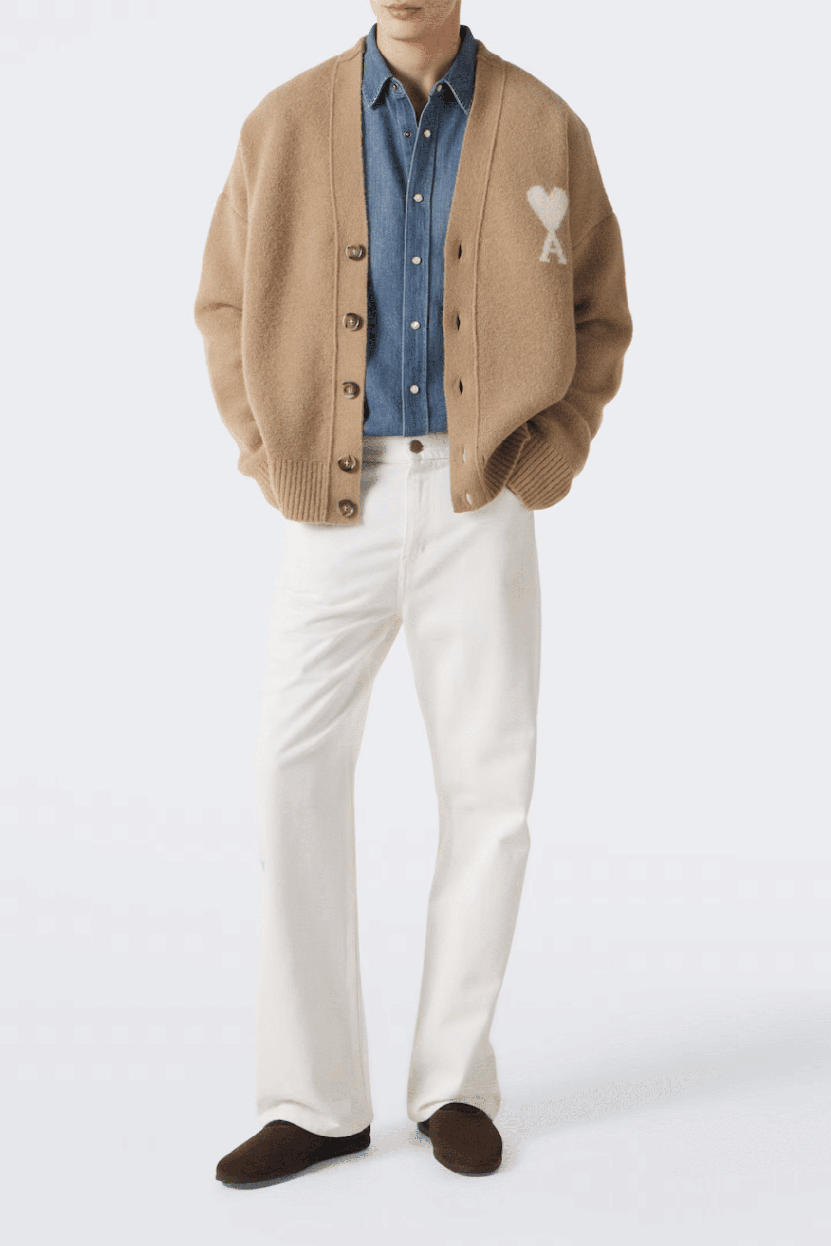 Cardigan Alpaga Beige Cœur Écru