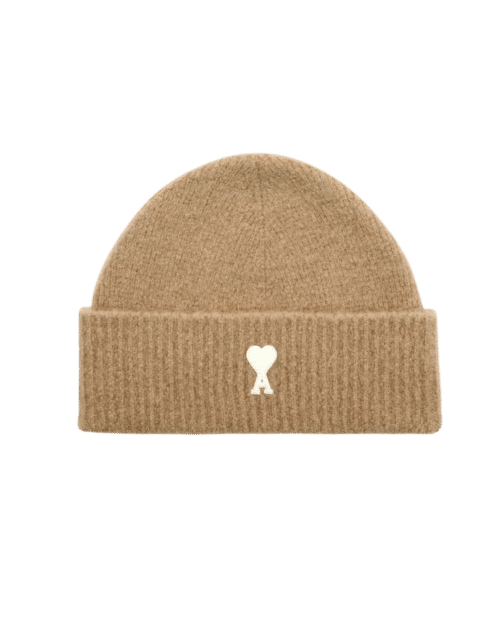 Bonnet Alpaga Beige Mastic Cœur Écru