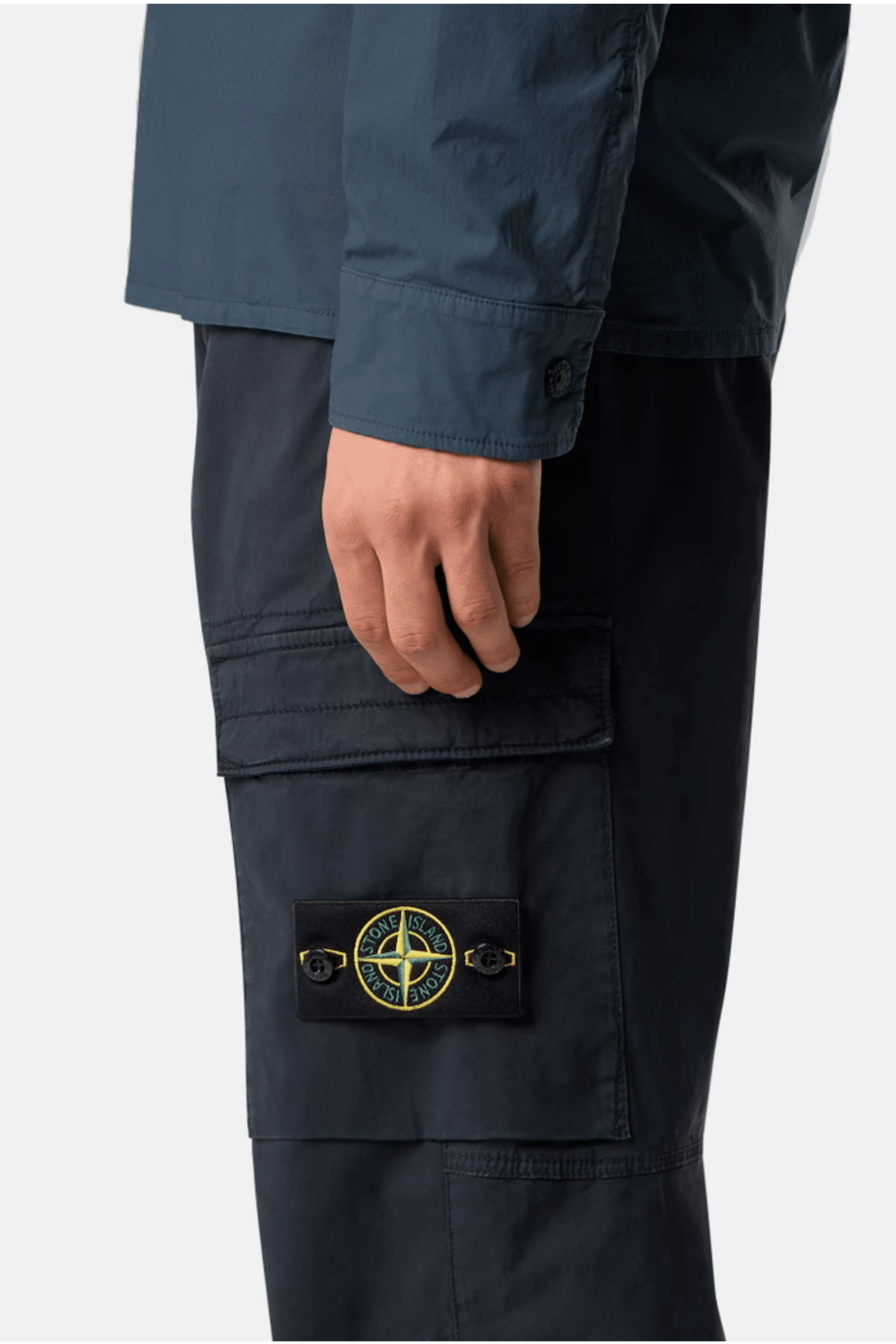 Pantalon Cargo Fuselé Coton Extensible Marine