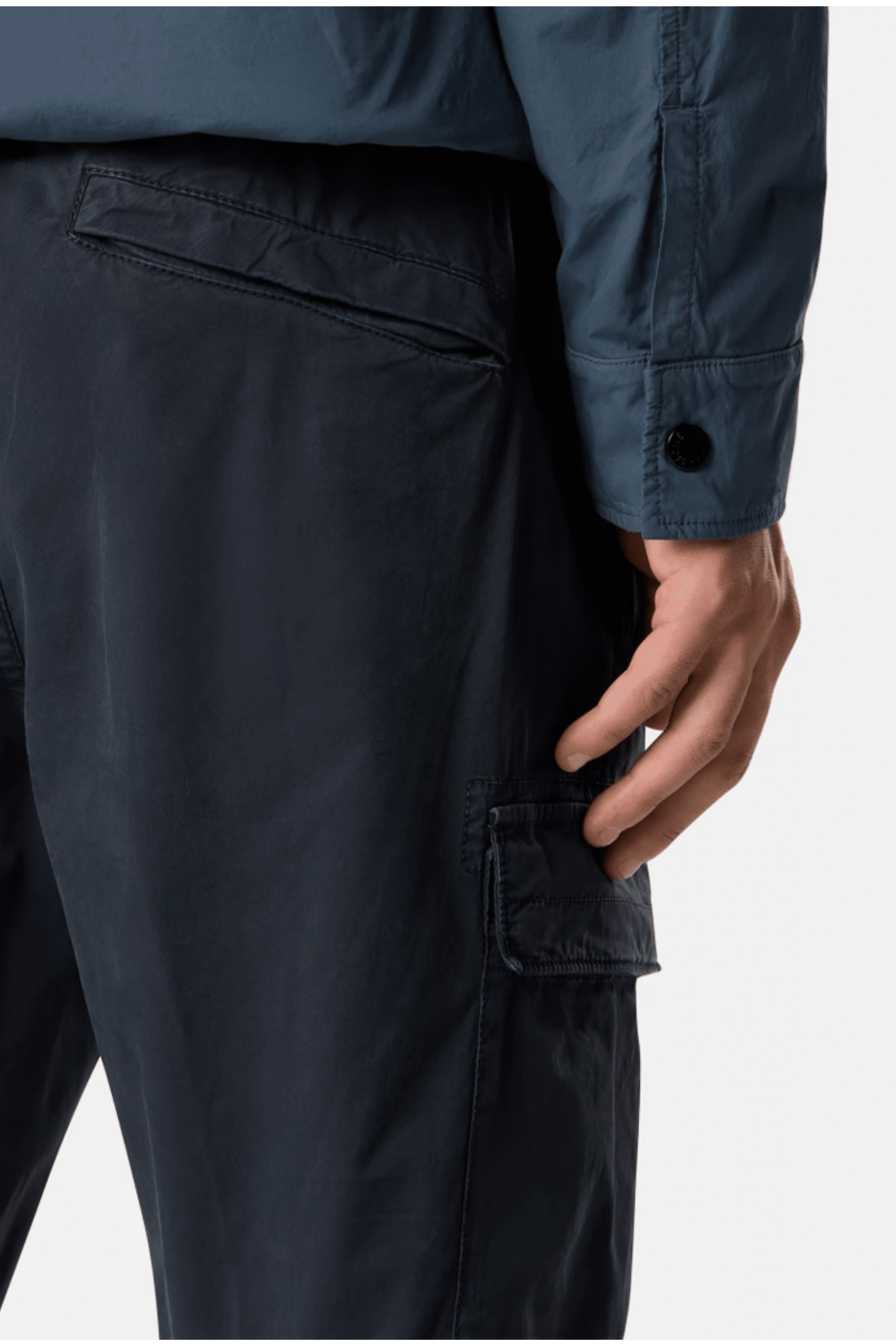Pantalon Cargo Fuselé Coton Extensible Marine