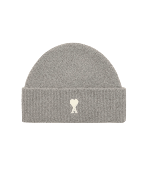 Bonnet Alpaga Gris Cendre Cœur Écru