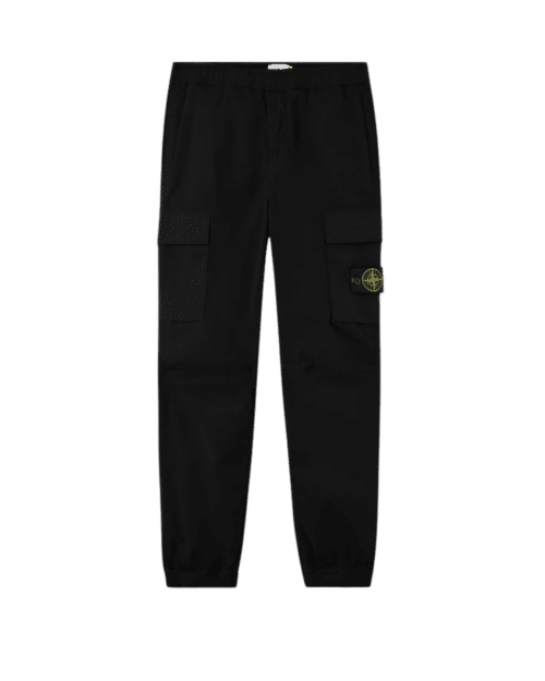 Pantalon Cargo Fuselé Coton Extensible Noir