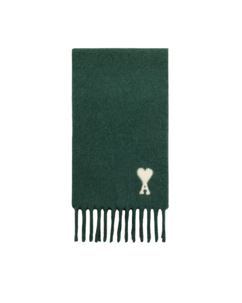 Écharpe Oversize Vert Bouteille Cœur Écru