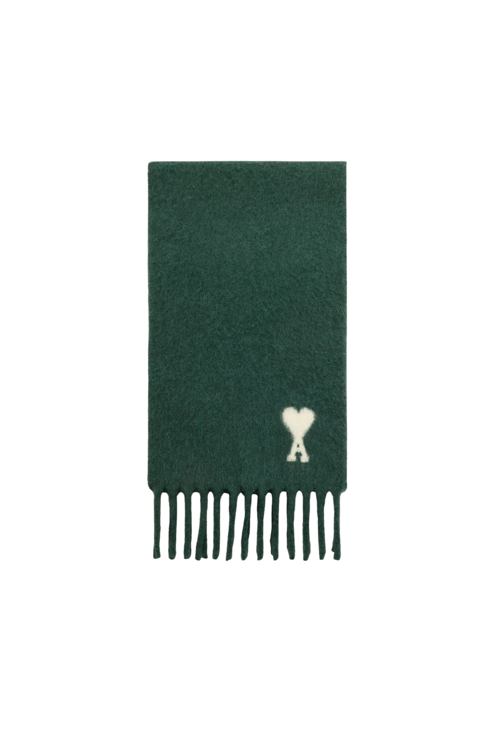 Écharpe Oversize Vert Bouteille Cœur Écru