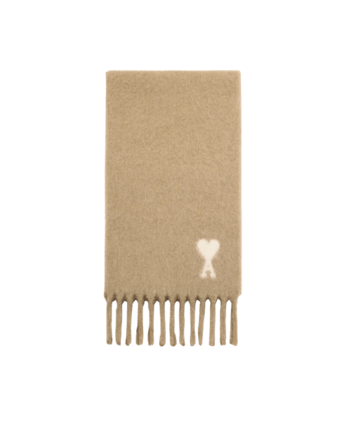 Écharpe Oversize Beige Mastic Cœur Écru
