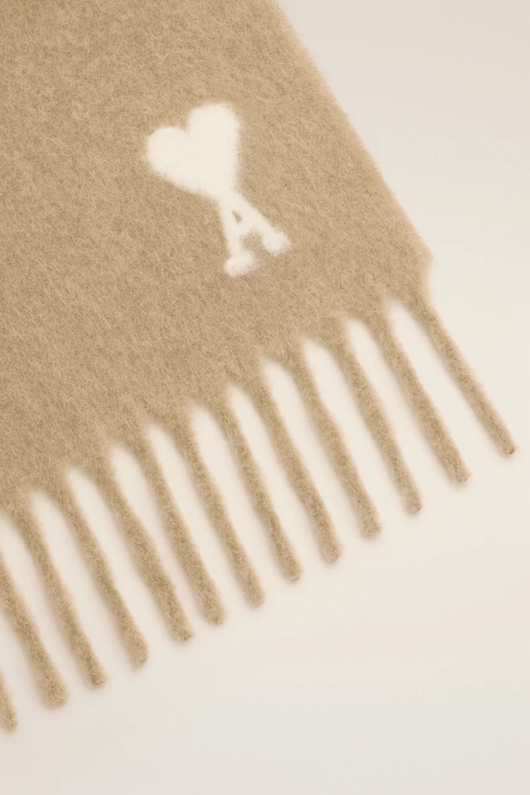 Écharpe Oversize Beige Mastic Cœur Écru