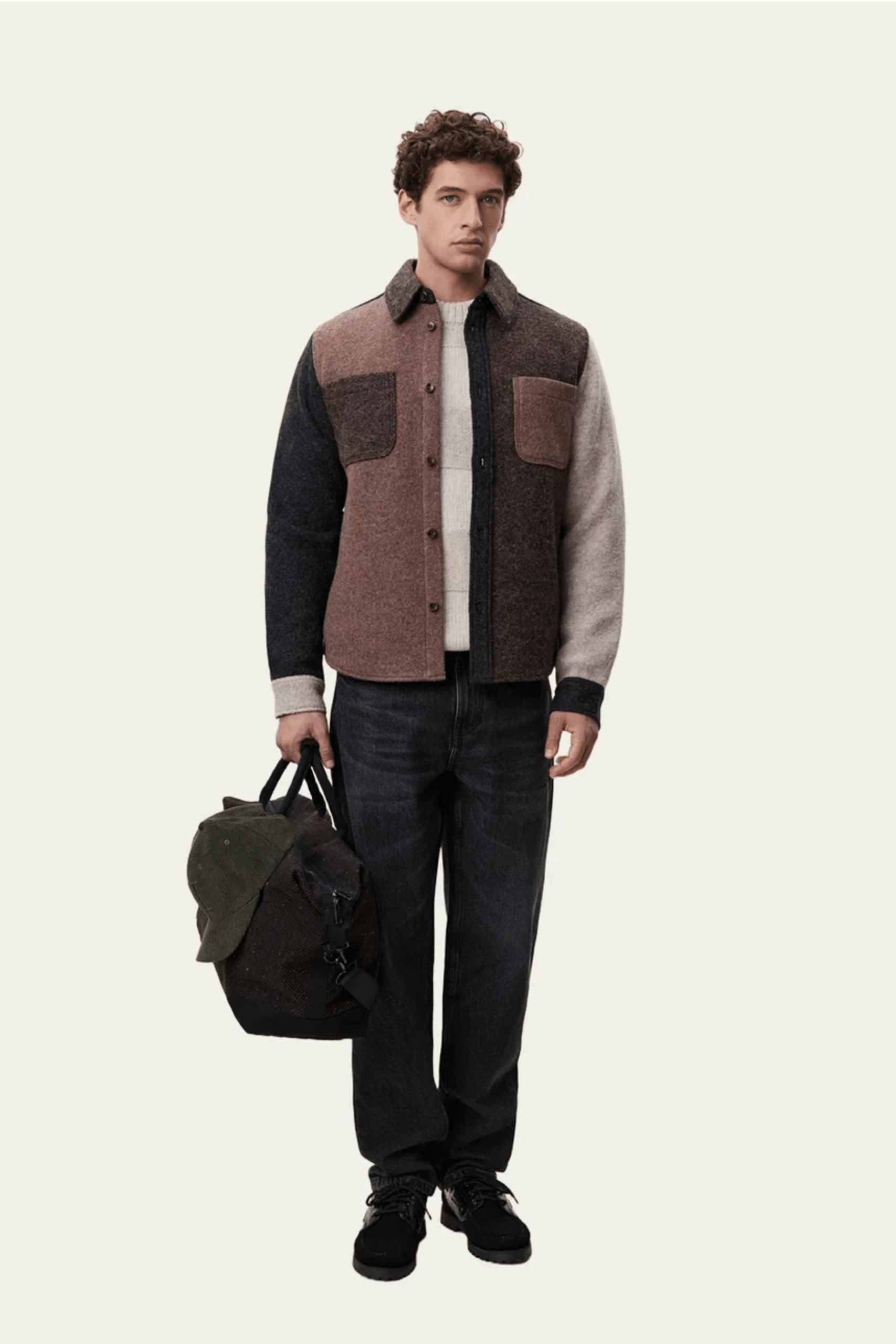 Surchemise Laine Colourblock Camaïeu de Marron