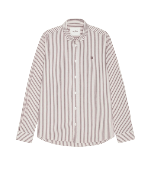 Chemise Oxford Coton Rayé Bordeaux