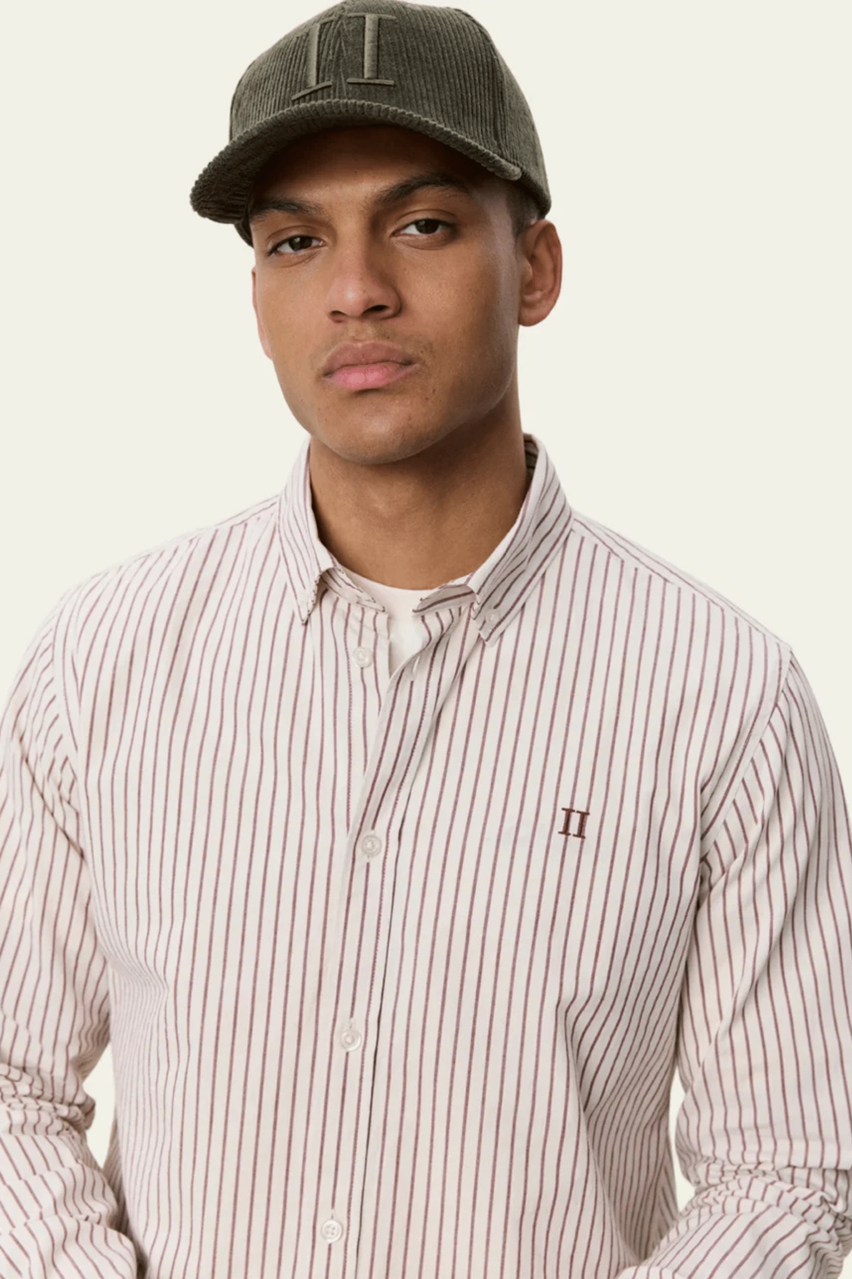 Chemise Oxford Coton Rayé Bordeaux