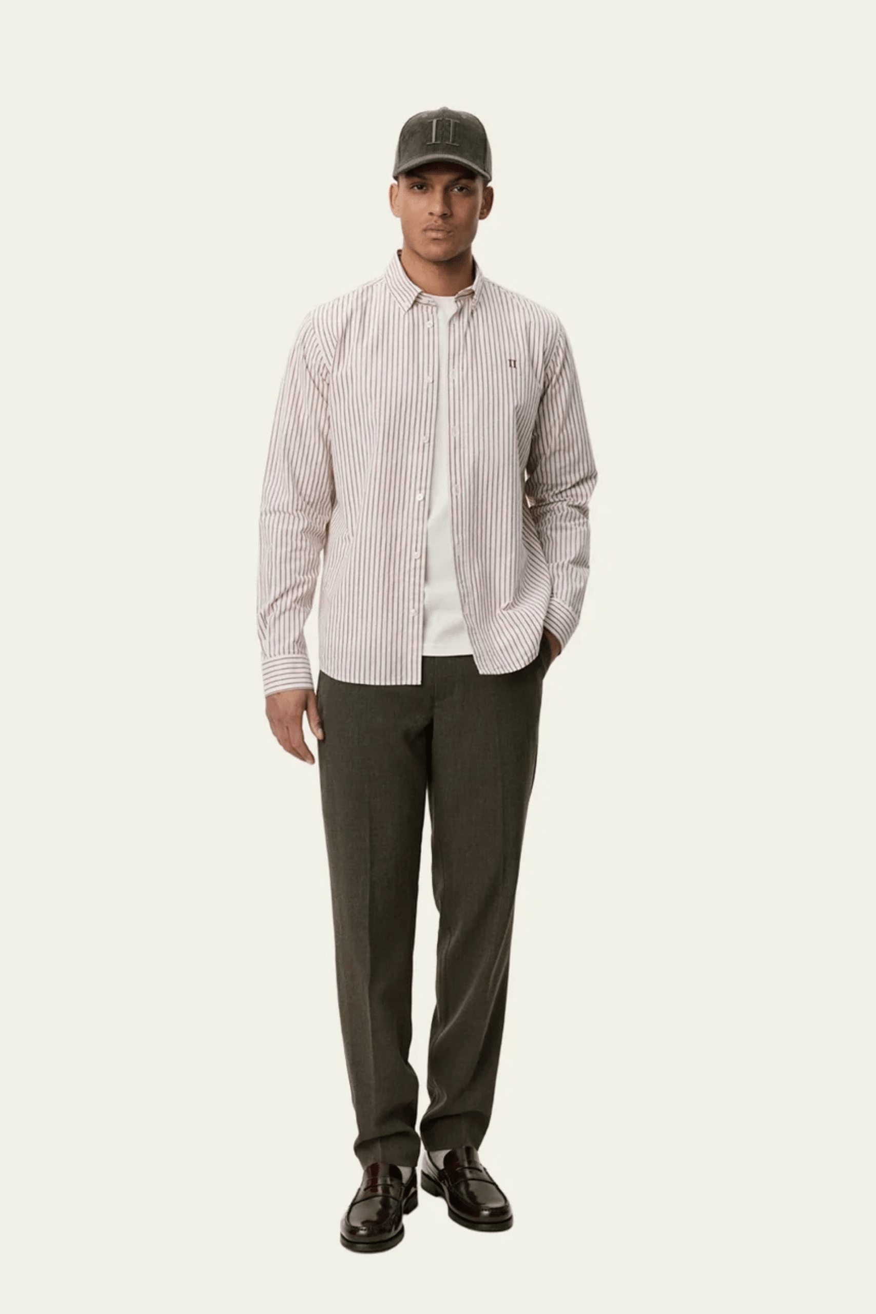 Chemise Oxford Coton Rayé Bordeaux