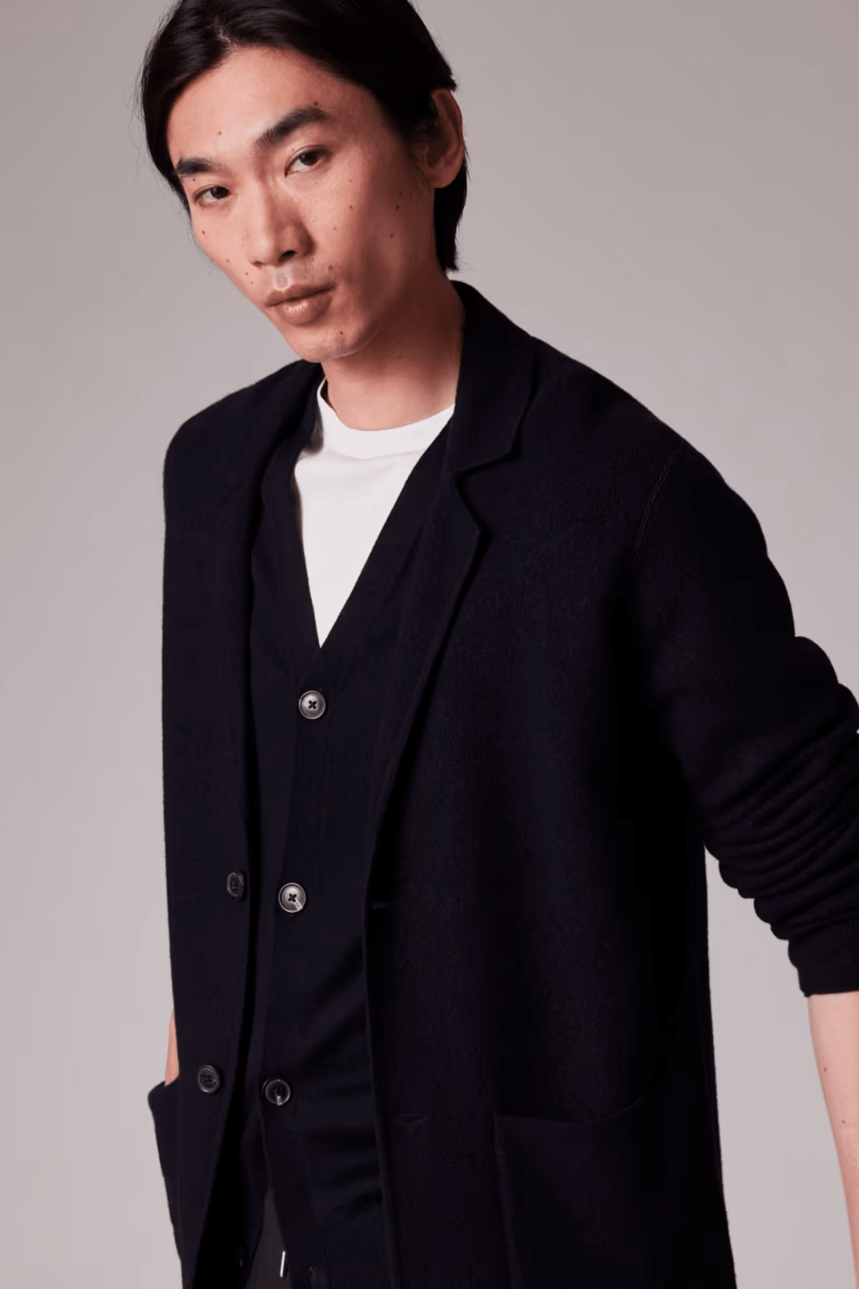 Cardigan en Laine Mérinos Marine