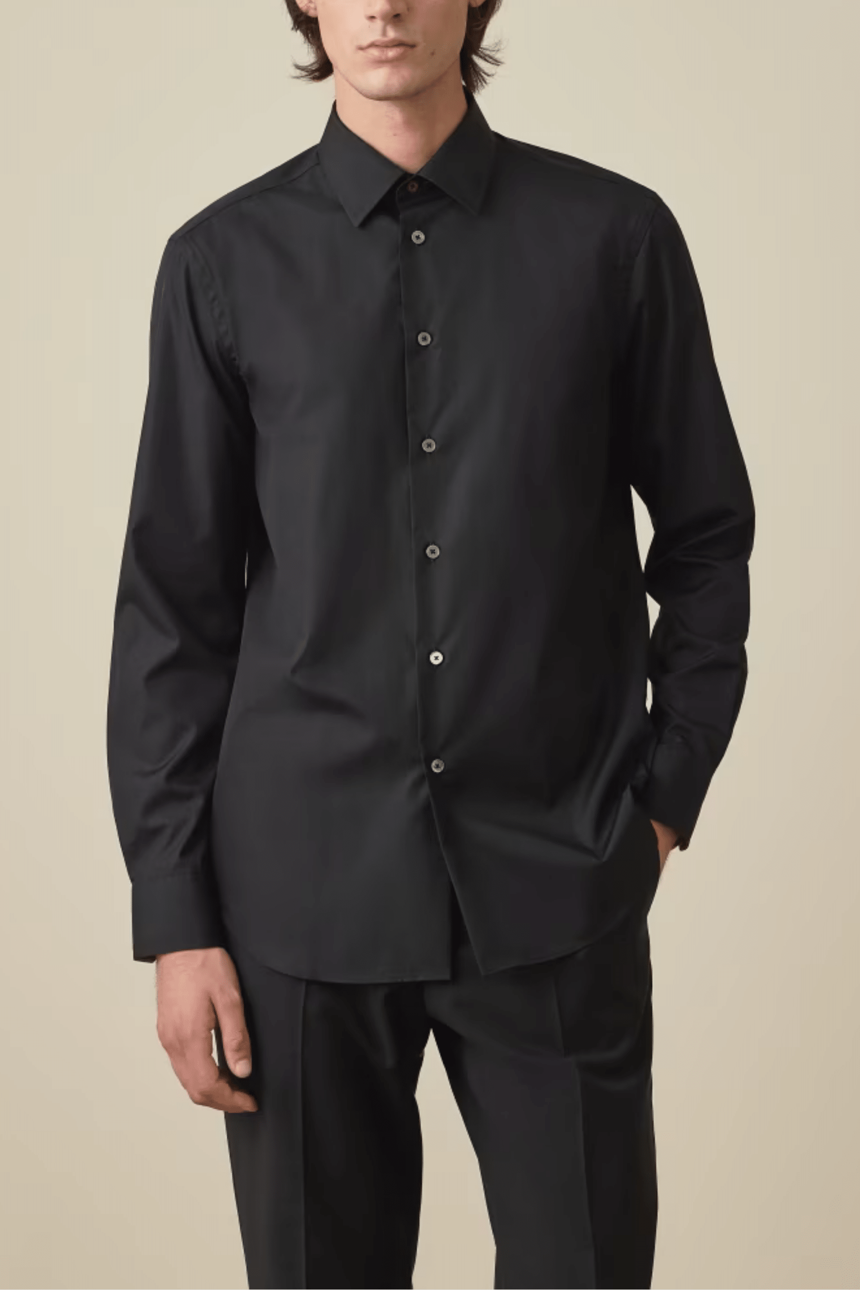 Chemise Droite Coton Noir