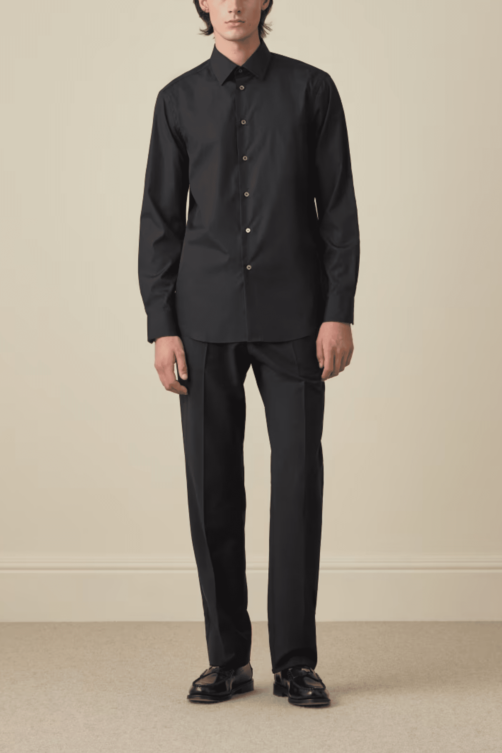 Chemise Droite Coton Noir