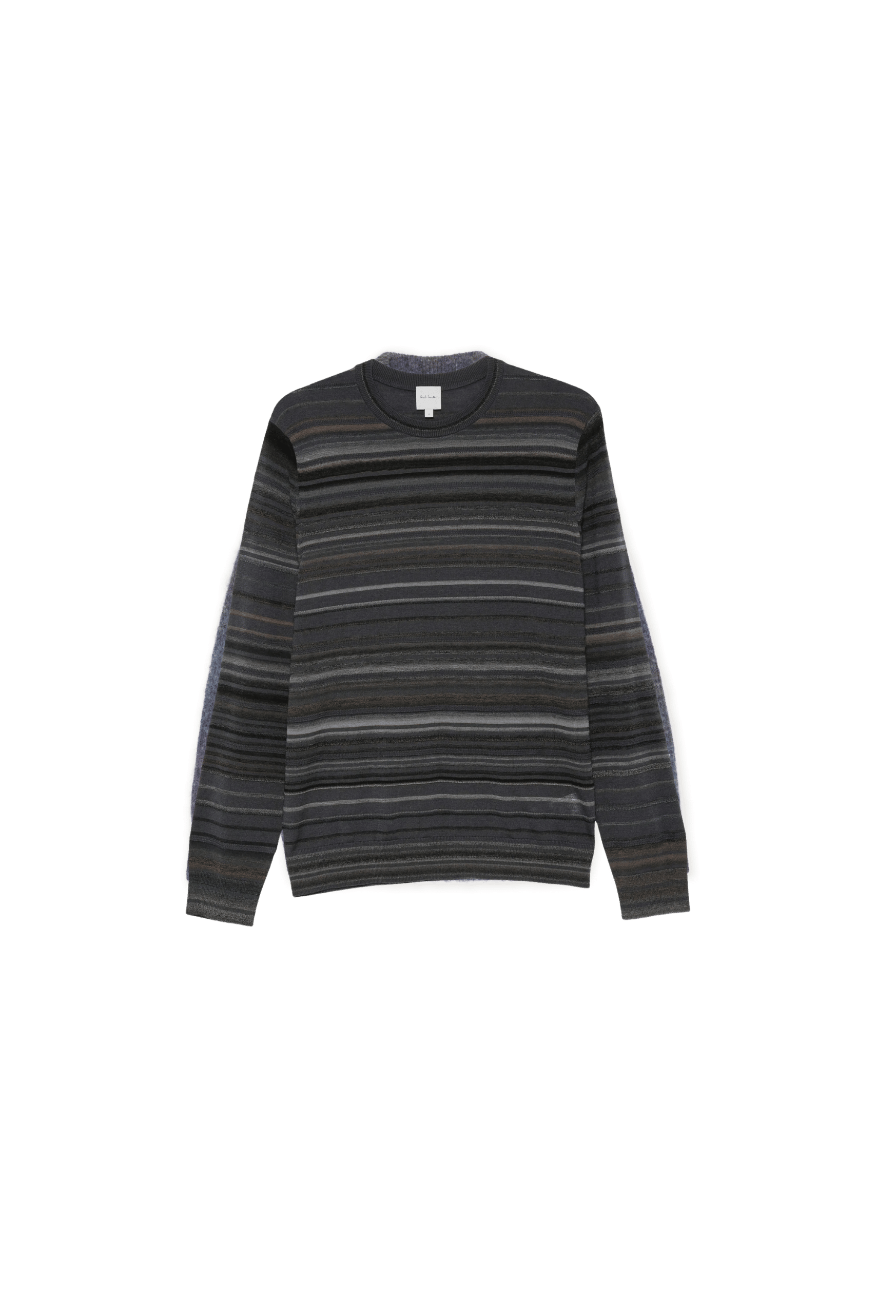 Pull Col Rond Mérinos Rayé Gris