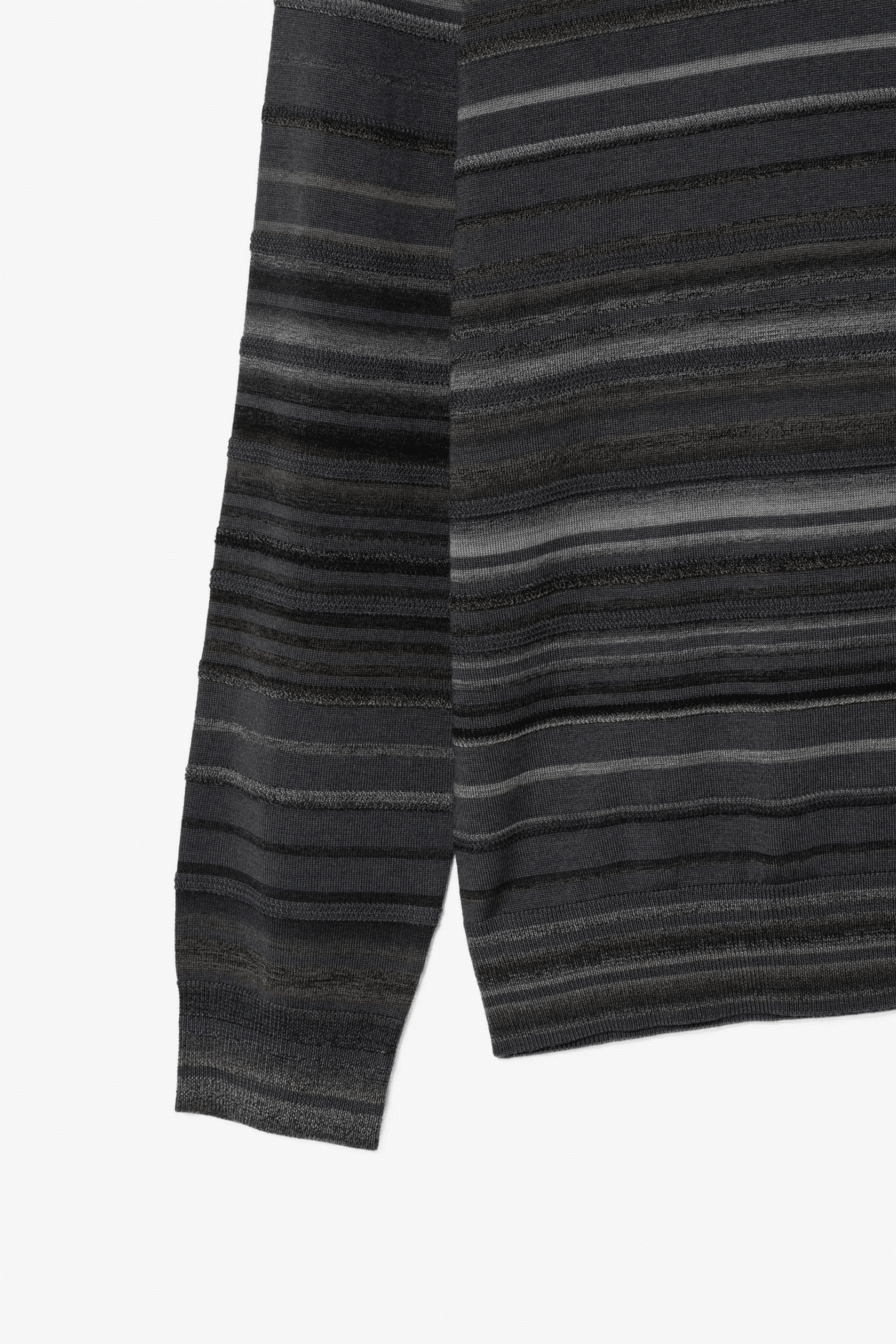 Pull Col Rond Mérinos Rayé Gris
