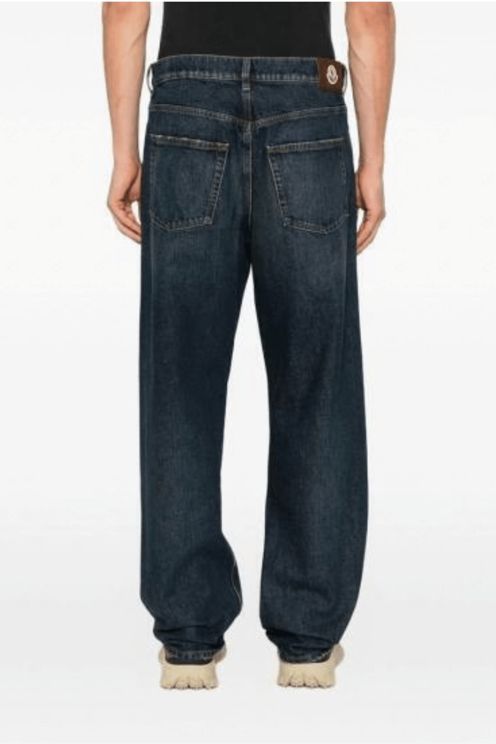 Jeans Coton Bleu Délavée Patch Logo