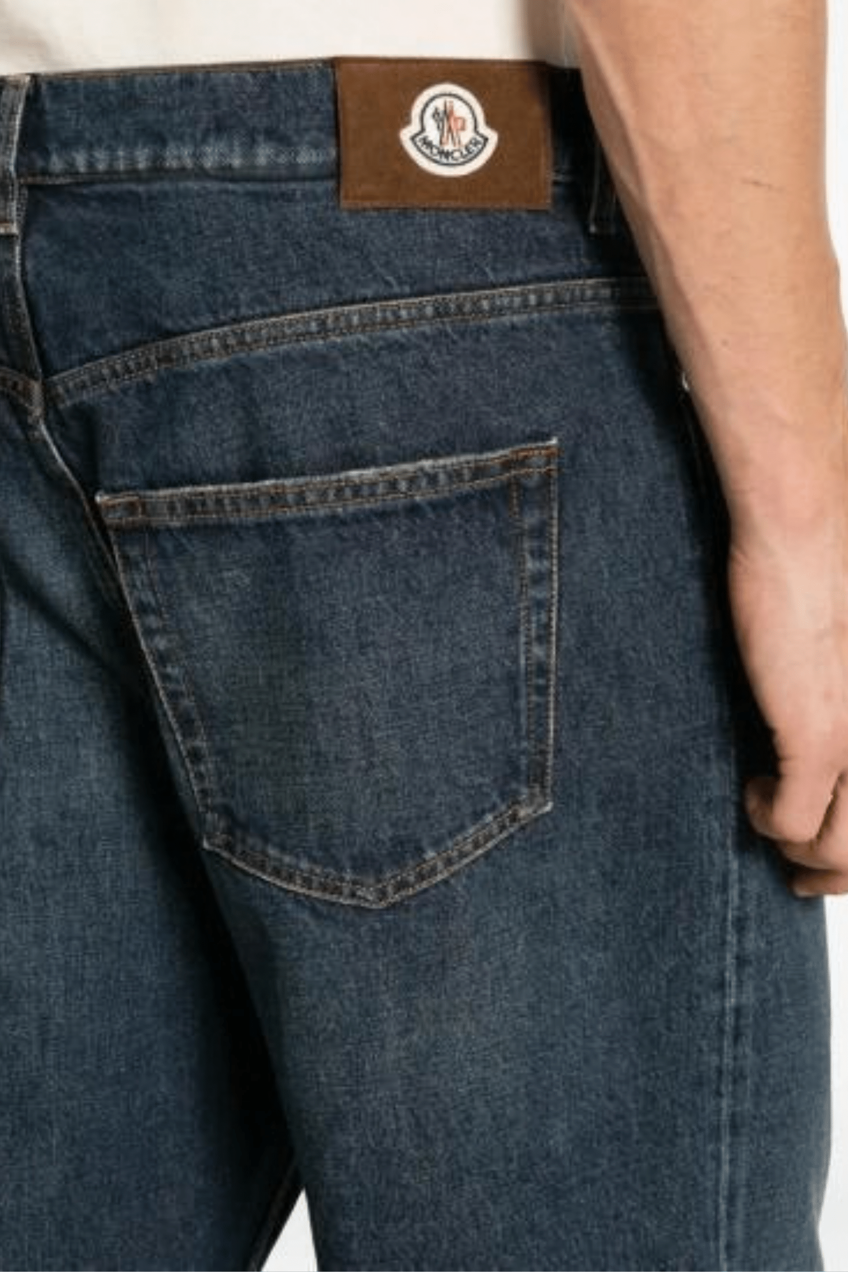 Jeans Coton Bleu Délavée Patch Logo
