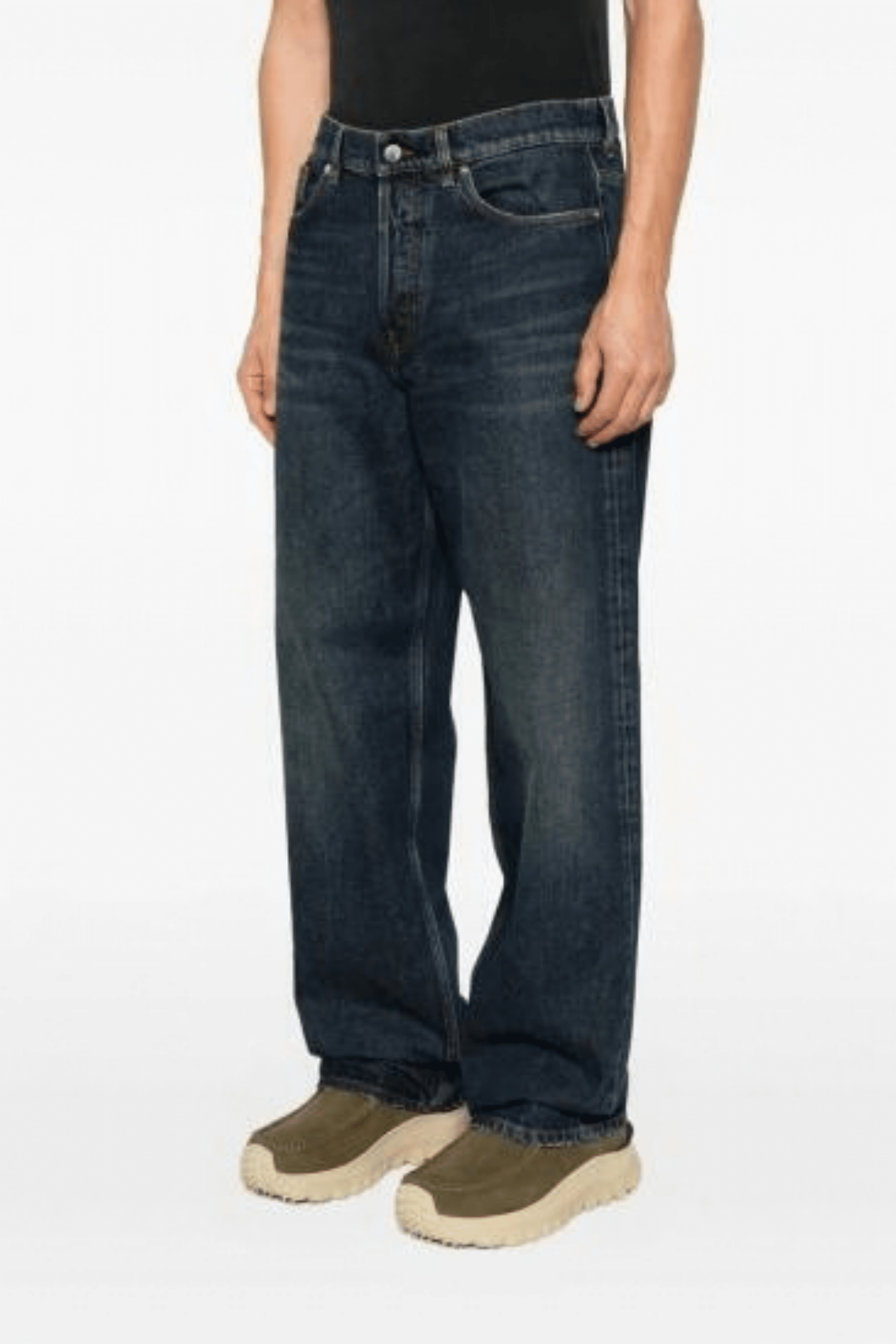 Jeans Coton Bleu Délavée Patch Logo