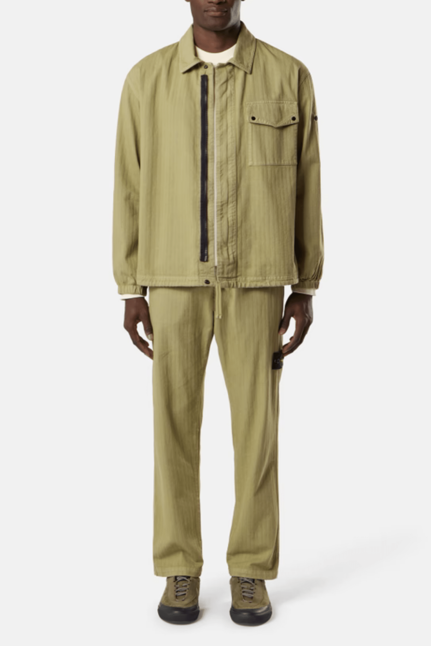 Surchemise en coton à chevrons Vert Militaire