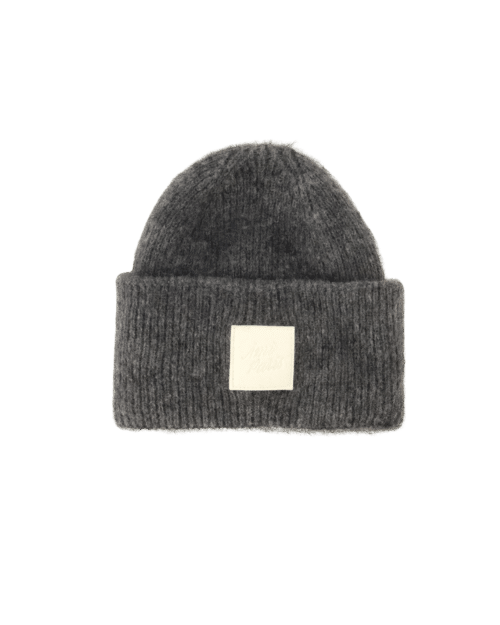 Bonnet Mohair Gris Carbone Patch Écru