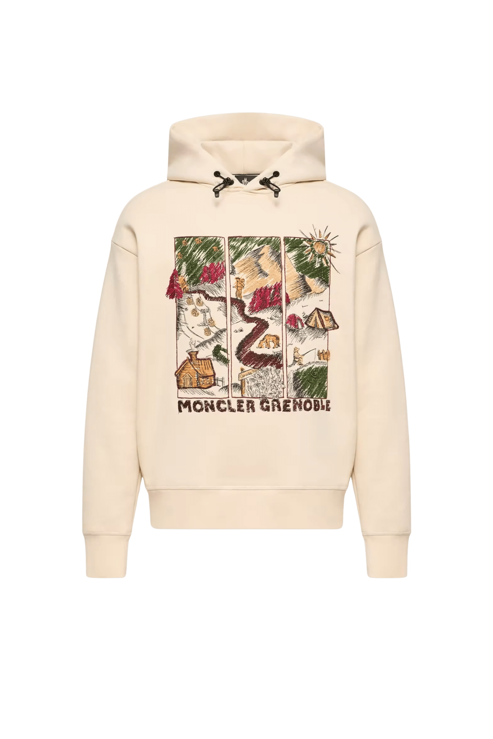 Hoodie Coton Ivoire Imprimé Paysage Alpin