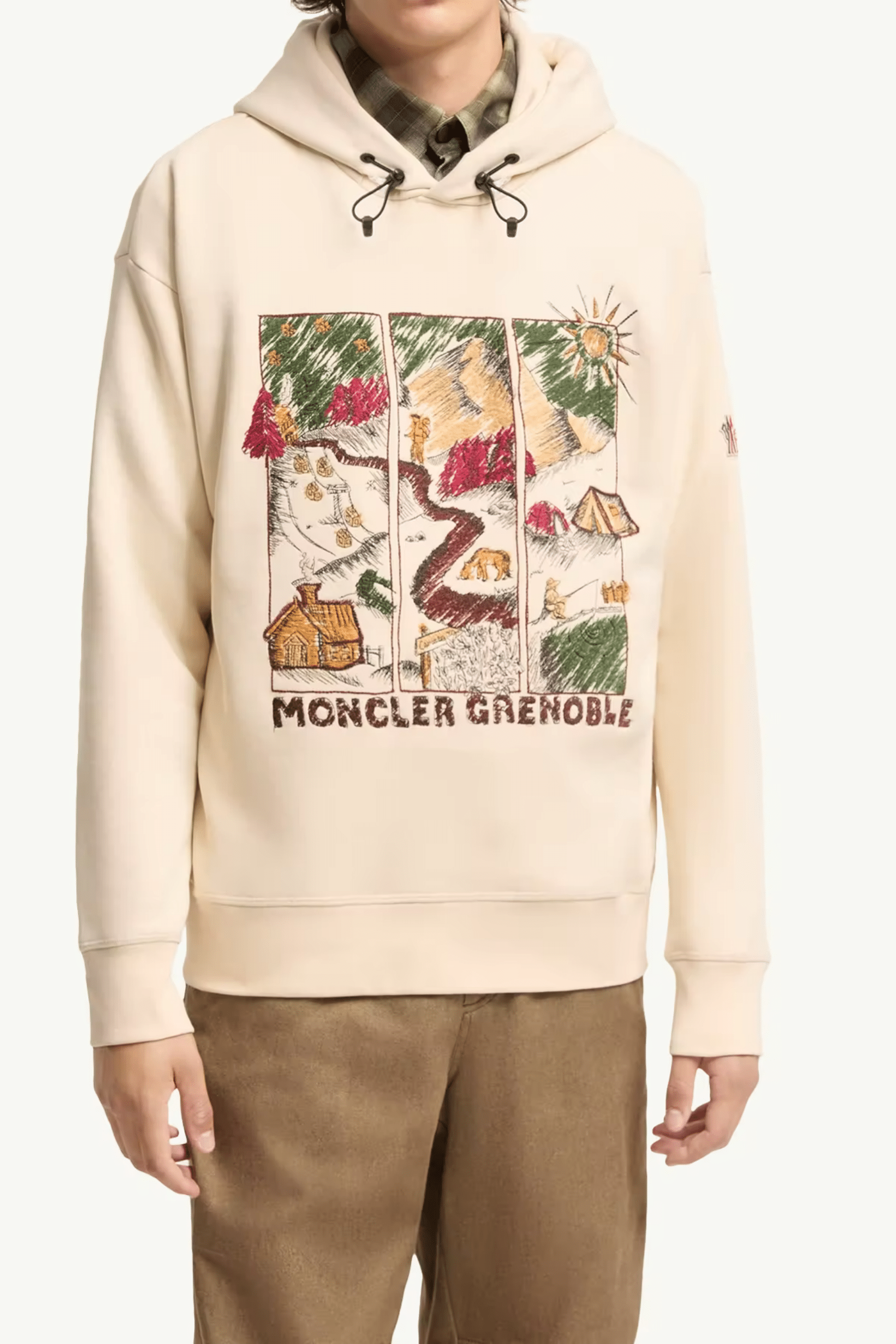 Hoodie Coton Ivoire Imprimé Paysage Alpin