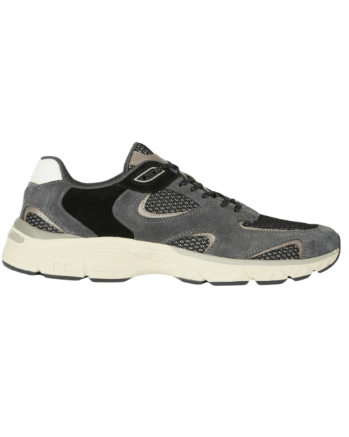 Sneakers Shane Cuir et Tissu Gris Noir