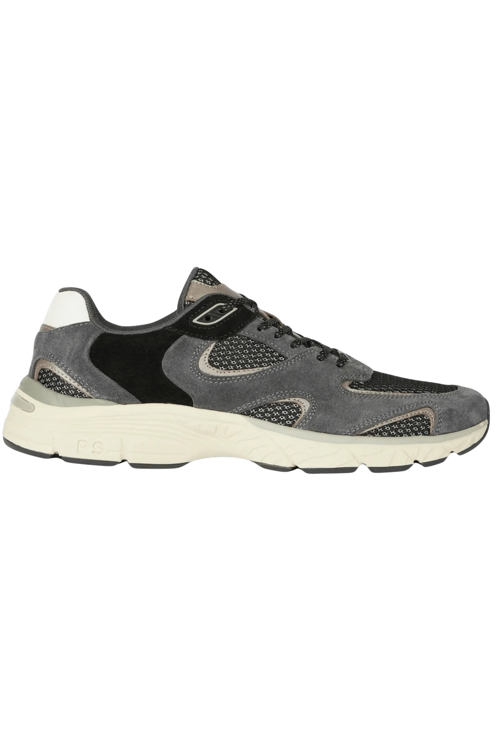 Sneakers Shane Cuir et Tissu Gris Noir