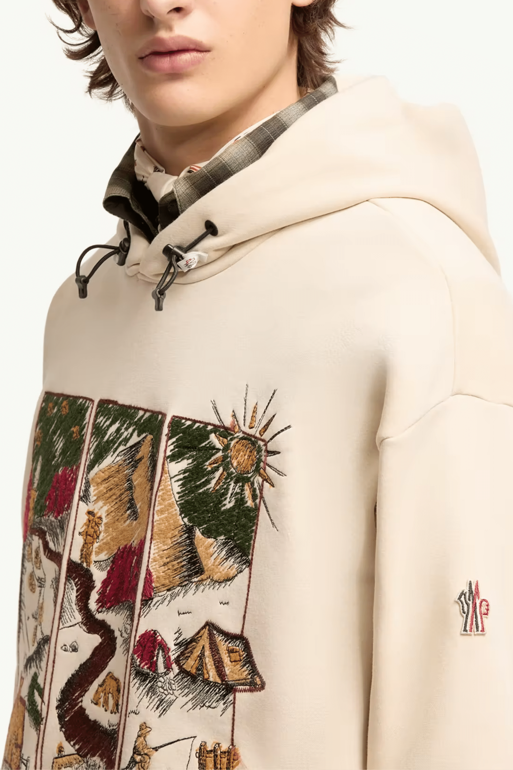 Hoodie Coton Ivoire Imprimé Paysage Alpin