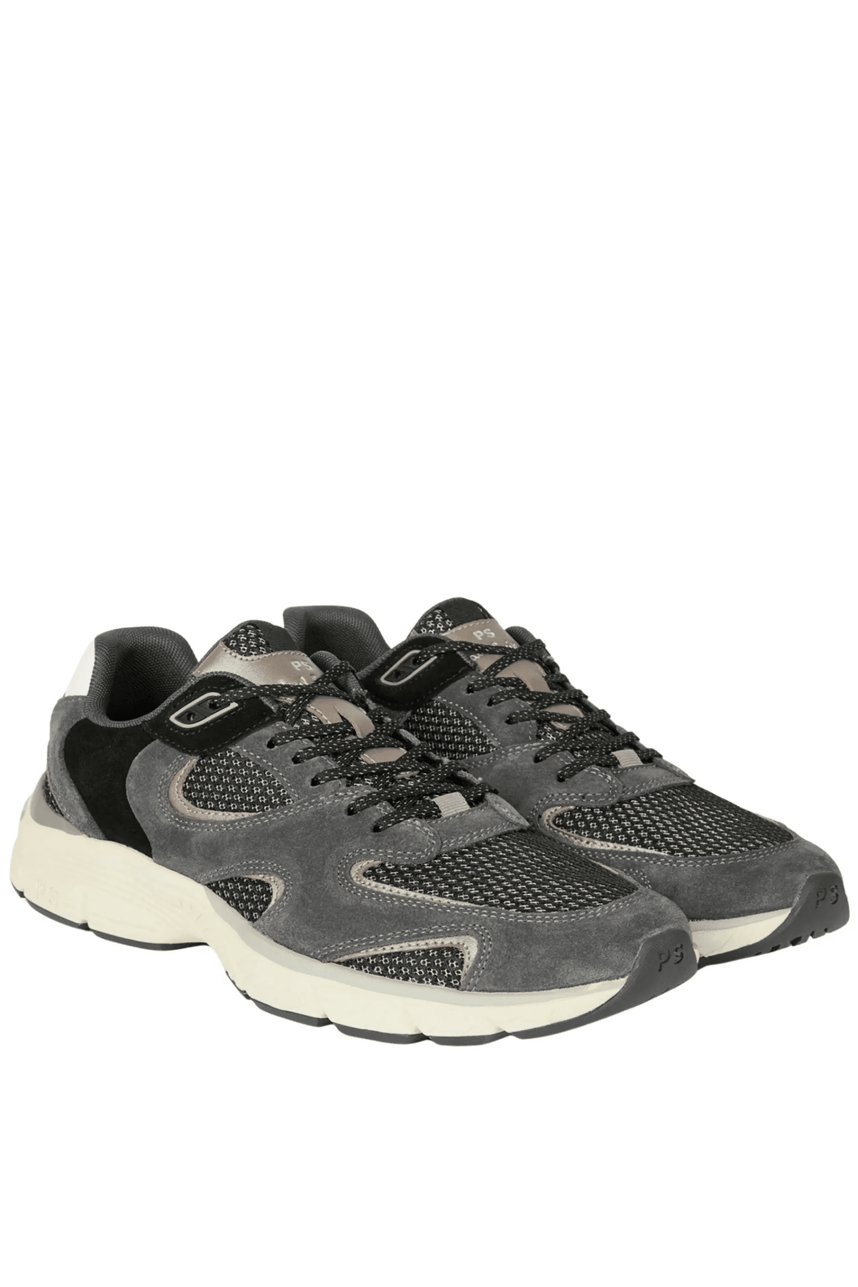 Sneakers Shane Cuir et Tissu Gris Noir