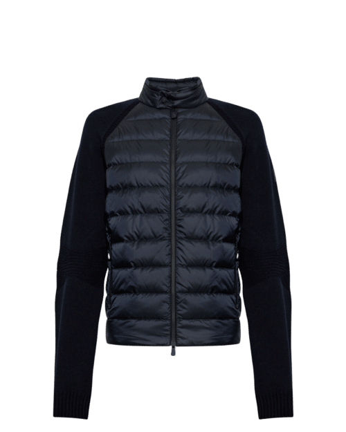 Cardigan Bi Matière Zippé Matelassé Marine