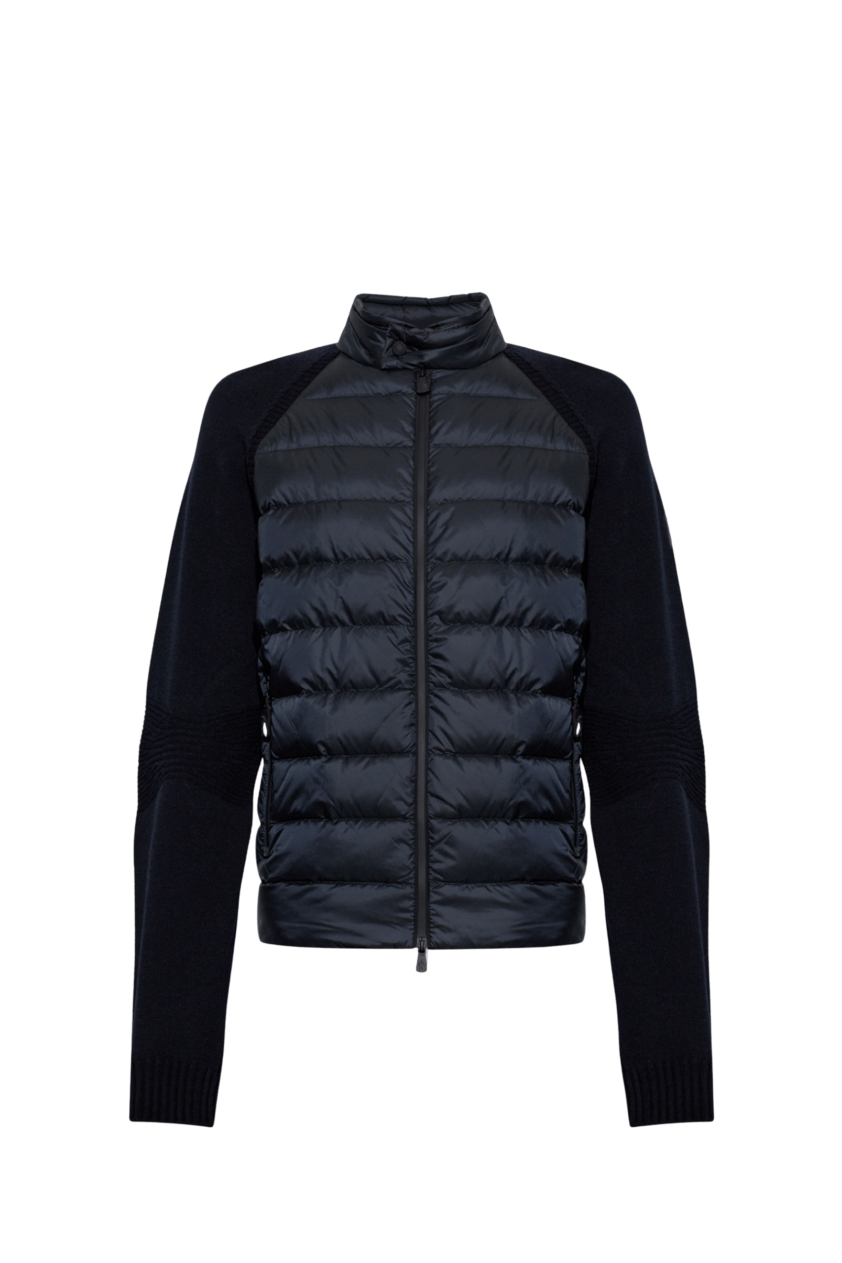 Cardigan Bi Matière Zippé Matelassé Marine