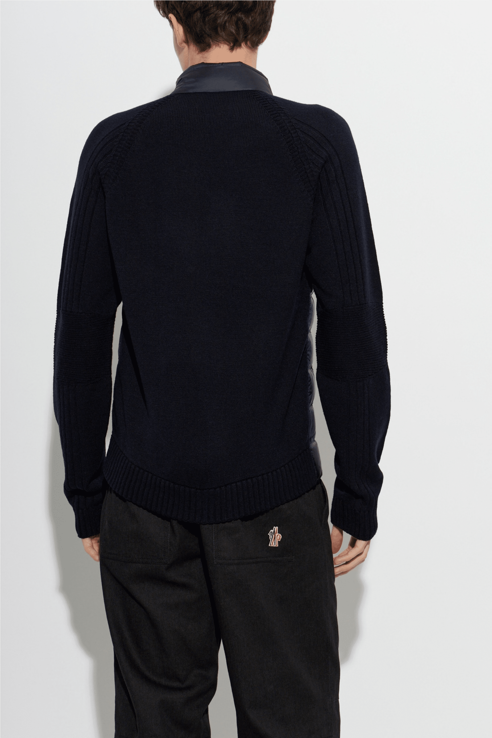 Cardigan Bi Matière Zippé Matelassé Marine