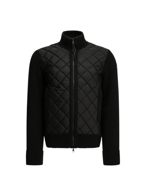 Cardigan Bi Matière Zippé Matelassé Noir