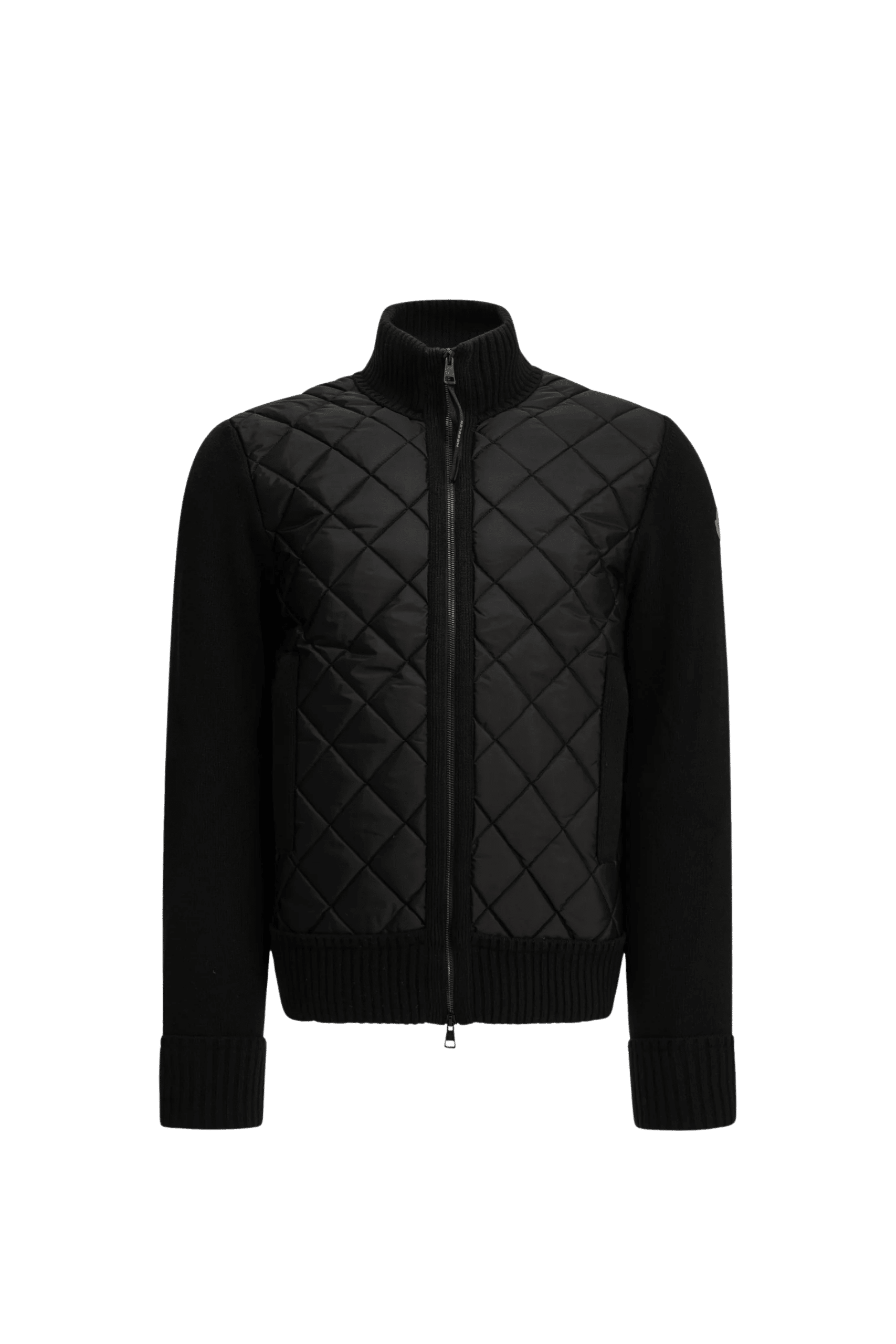 Cardigan Bi Matière Zippé Matelassé Noir