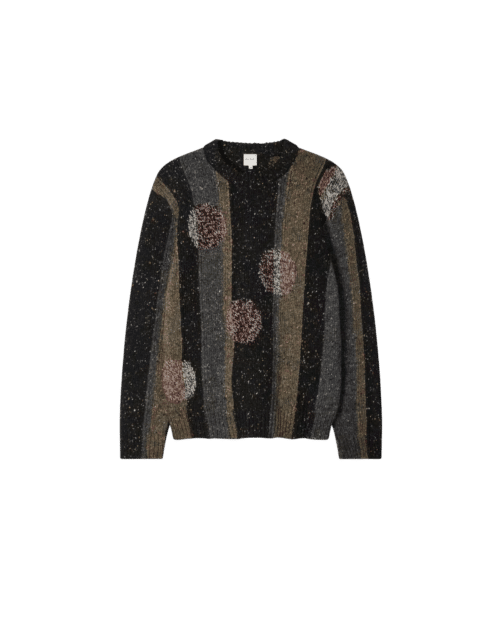 Pull Col Rond Laine Chiné Gris Noir