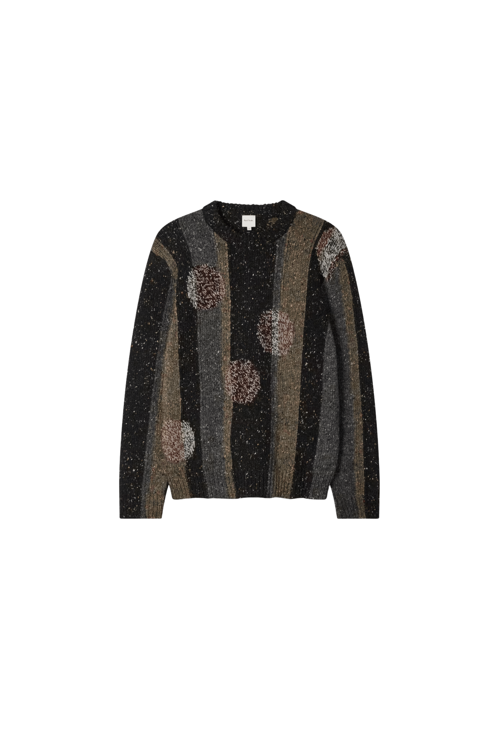 Pull Col Rond Laine Chiné Gris Noir