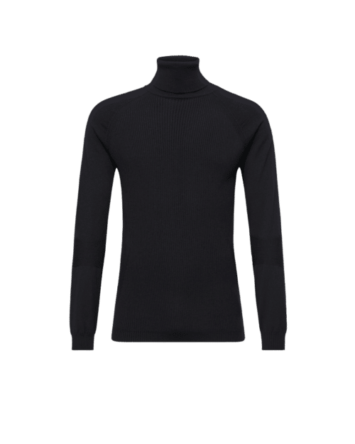 Pull Col Roulé Laine Mélangée Bleue Foncé