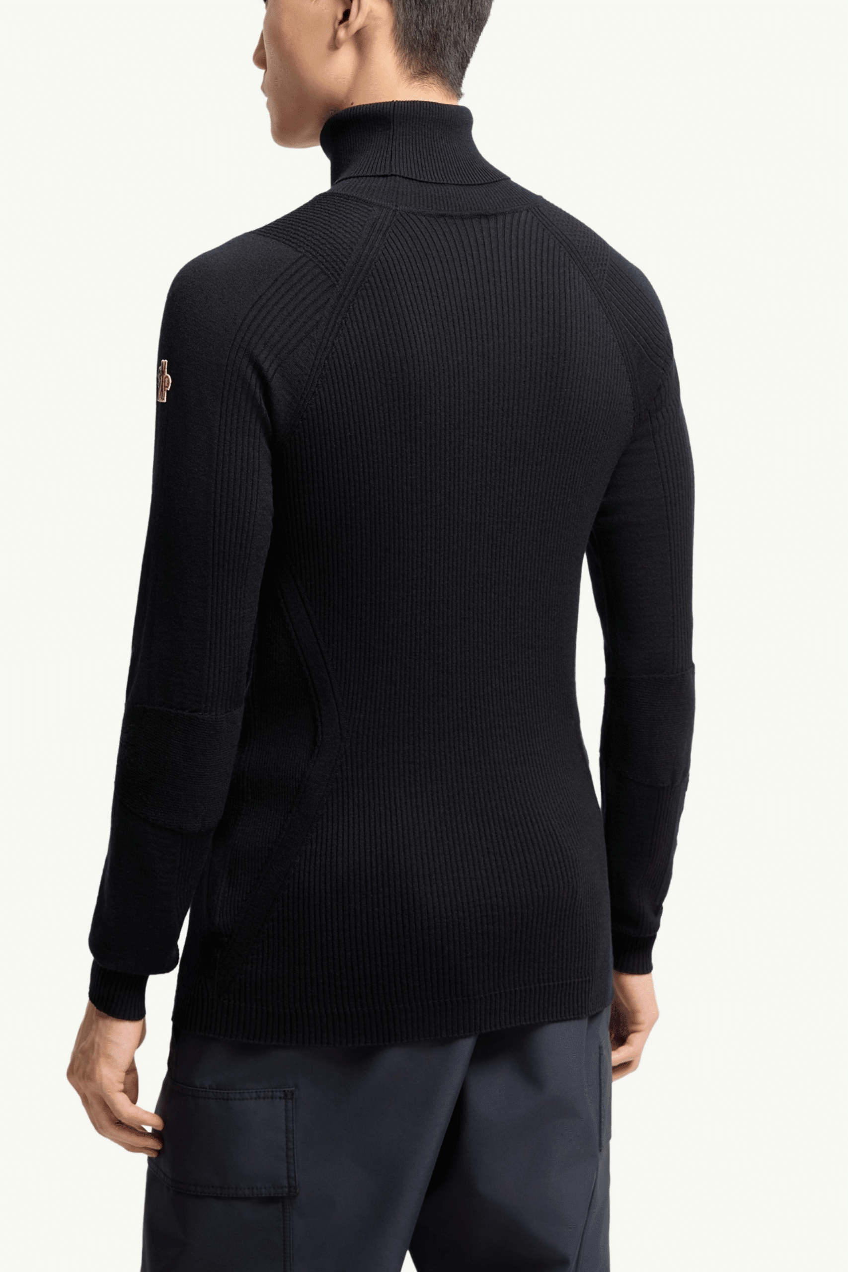 Pull Col Roulé Laine Mélangée Bleue Foncé