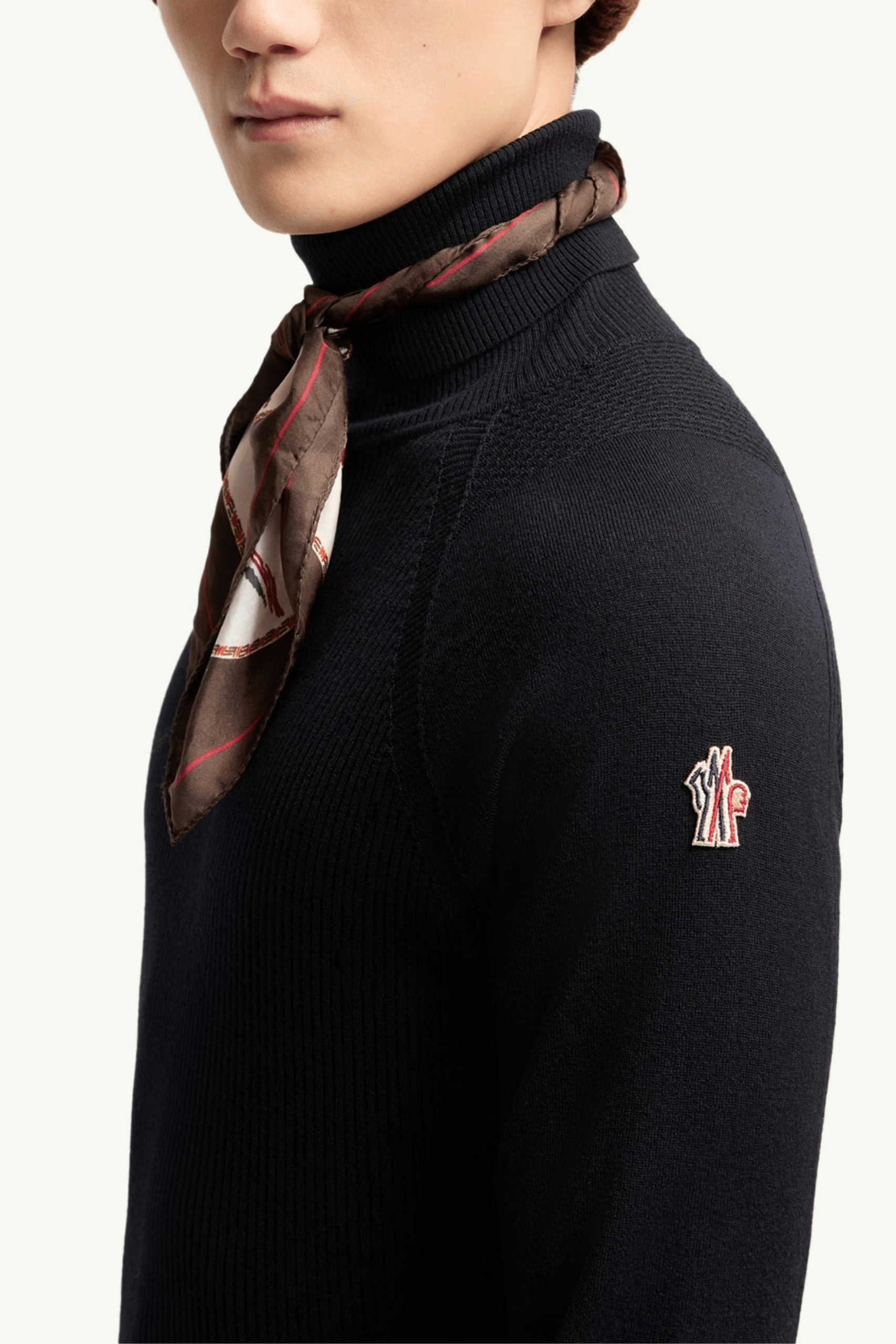 Pull Col Roulé Laine Mélangée Bleue Foncé
