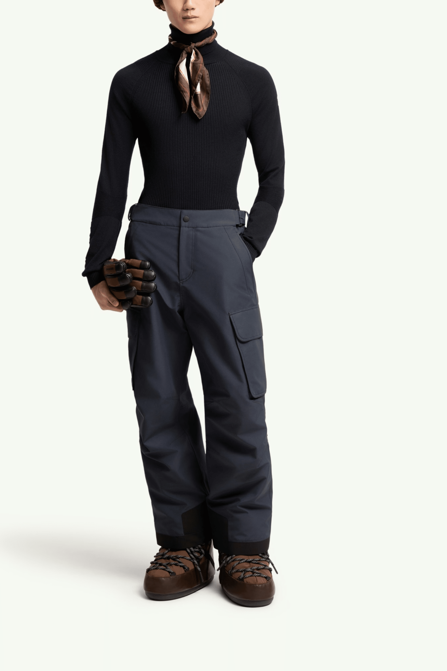Pull Col Roulé Laine Mélangée Bleue Foncé