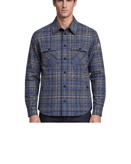 Surchemise Coton Carreaux Gris Bleu
